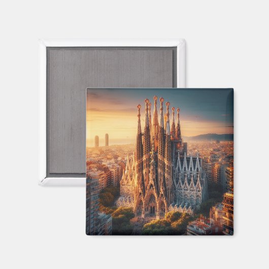 zESa13 BARCELONA Basilica Sagrada Familia, fridge Magnet (Vorderseite/Rückseite)