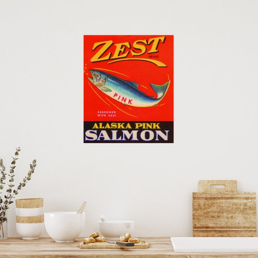 Zest-rosa-Lachs der 30er Jahre kann etikettieren Poster (Küche)