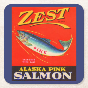 Zest-rosa-Lachs der 30er Jahre kann etikettieren Rechteckiger Pappuntersetzer