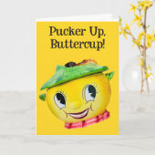 Zestful Lemon Face-Pucker Up Karte (Gelbe Blume)