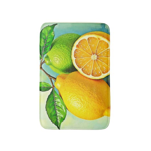 Zesty Citrus Burst of Sunshine Design Badematte (Vorderseite Vertikal)