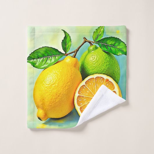 Zesty Citrus Burst of Sunshine Design Badhandtuch Set (Waschlappen)