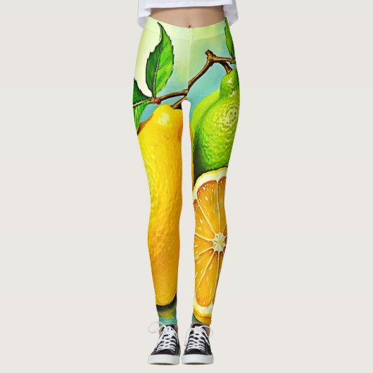 Zesty Citrus Burst of Sunshine Design Leggings (Vorderseite)