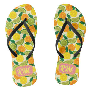 Zesty Citrus Flip Flops - Summer Lemon Frucht Badesandalen
