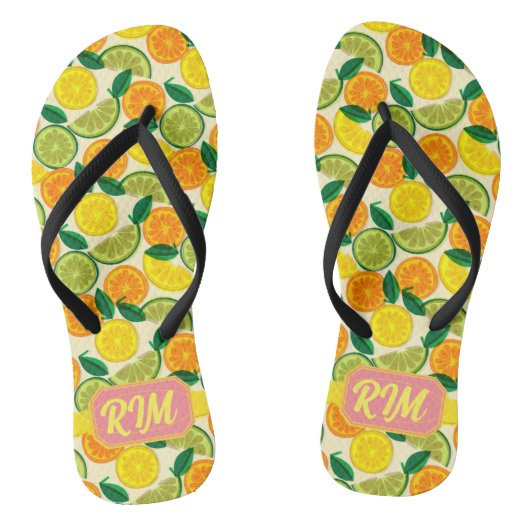 Zesty Citrus Flip Flops - Summer Lemon Frucht Badesandalen (Fußbett)