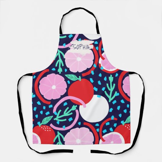 Zesty Citrus Geometric Confetti Chef Midnight Schürze (Vorderseite)