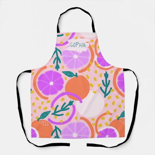 Zesty Citrus Geometric Confetti Chef Pink Lemonade Schürze (Vorderseite)