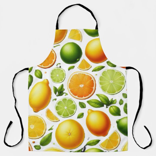 Zesty Citrus Harvest Apron – Orange & Lime Design Schürze (Vorderseite)