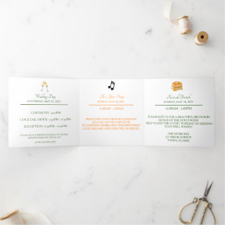 Zesty Citrus Orange Dream Wedding Tri-Fold Card Dreifach Gefaltete Ankündigung