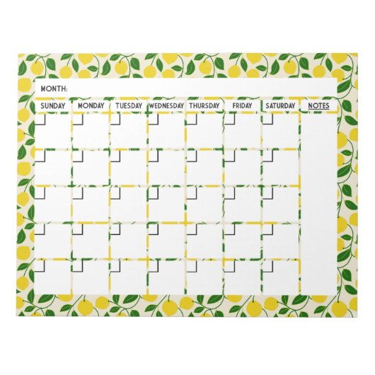 Zesty Lemon Calendar Notepad Notizblock (Vorderseite)