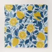 Zesty Lemon Garden - Hellgelb und blau Puzzle (Horizontal)