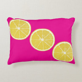 Zesty Lemon on Pink Accent Pillow Dekokissen