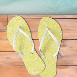 Zesty Lemon Slice Citrus Yellow Pool & Beach Fun Badesandalen