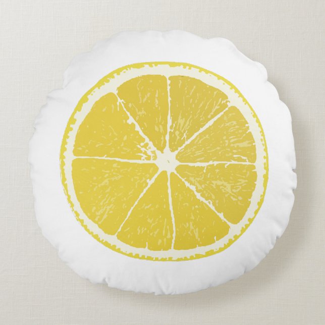 Zesty Lemon Slice Round Decorative Pillow Rundes Kissen (Vorderseite)