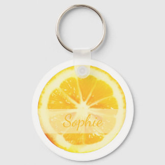 ZESTY LEMON SLICED YELLOW CITRUS OBST SPRINGZEIT SCHLÜSSELANHÄNGER