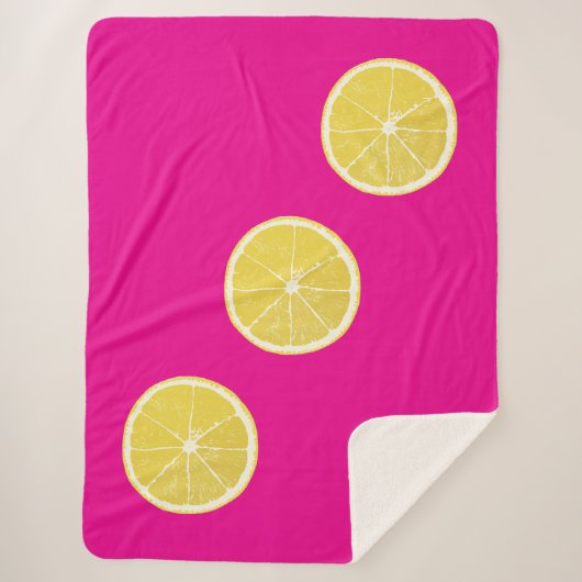 Zesty Lemon Trio on Pink Sherpa Blanket Sherpadecke (Vorderseite)