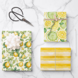 Zesty Lemon Watercolor Geschenkpapier Set
