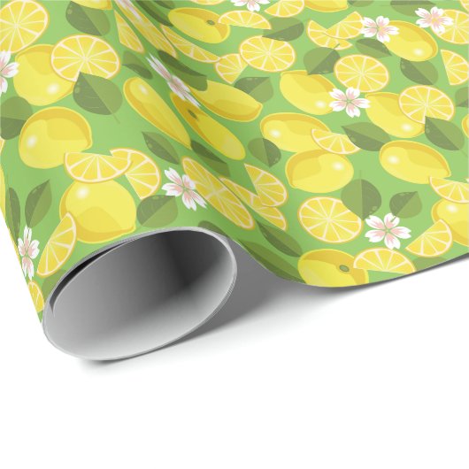 Zesty Lemon: Zitrus Pattern Delight Geschenkpapier (Rolleneckpunkt)