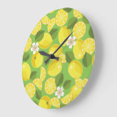 Zesty Lemon: Zitrus Pattern Delight Große Wanduhr (Winkel)