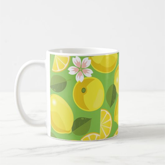 Zesty Lemon: Zitrus Pattern Delight Kaffeetasse (Links)
