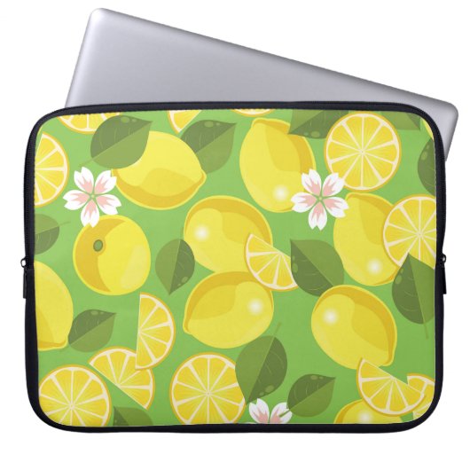 Zesty Lemon: Zitrus Pattern Delight Laptopschutzhülle (Vorderseite)