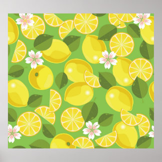 Zesty Lemon: Zitrus Pattern Delight Poster