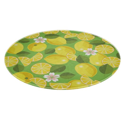 Zesty Lemon: Zitrus Pattern Delight Schneidebrett (Ecke)