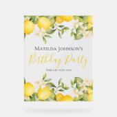 Zesty Lemons Fun Yellow Birthday Party Acrylschild (Vorderseite)