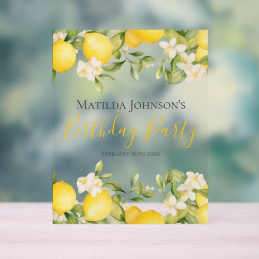 Zesty Lemons Fun Yellow Birthday Party Acrylschild (Neutral)