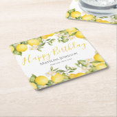 Zesty Lemons Fun Yellow Birthday Party Rechteckiger Pappuntersetzer (angewinkelt)