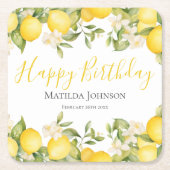 Zesty Lemons Fun Yellow Birthday Party Rechteckiger Pappuntersetzer (Vorderseite)