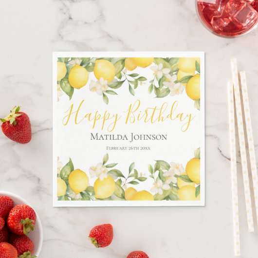 Zesty Lemons Fun Yellow Birthday Party Serviette (Beispiel)