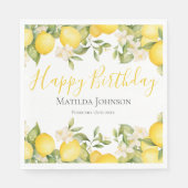Zesty Lemons Fun Yellow Birthday Party Serviette (Vorderseite)