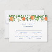 Zesty Orange Blue Tiles Wedding Meetings Options U RSVP Karte (Rückseite)