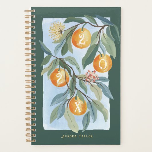 Zesty Orange Citrus Tree Botanical Obstgarten Planer (Vorderseite)