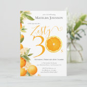 Zesty Orange Fun 30. Geburtstag Party Einladung (Stehend Vorderseite)