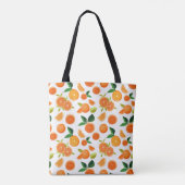 'Zesty Orchard' Lebendiges Orange- und Blattmuster Tasche (Rückseite)