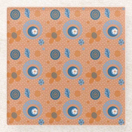 Zesty Summer Floral Pattern Glasuntersetzer (Vorderseite)