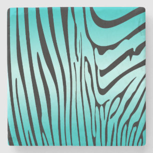 Zesty Zebra Cyan Steinuntersetzer