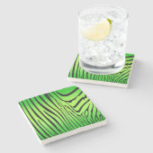 Zesty Zebra Green Steinuntersetzer (Seitenansicht)