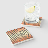Zesty Zebra Orange Steinuntersetzer (Seitenansicht)