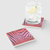 Zesty Zebra Red Steinuntersetzer (Seitenansicht)