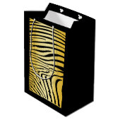 Zesty Zebra Yellow Mittlere Geschenktüte (Rückseite Schrägansicht)
