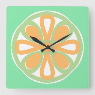 Zesty-Zitrusuhr Quadratische Wanduhr
