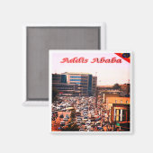 zET006 ADDIS ABEBA, Bustling Center, Kühlschrank Magnet (Vorderseite/Rückseite)