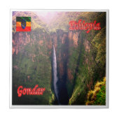 zET011 GONDAR, Wasserfall, Äthiopien, Afrika, Fliese (Vorderseite)