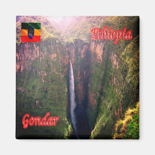 zET011 GONDAR, Wasserfall, Äthiopien, Afrika, Kühl Magnet (Vorne)