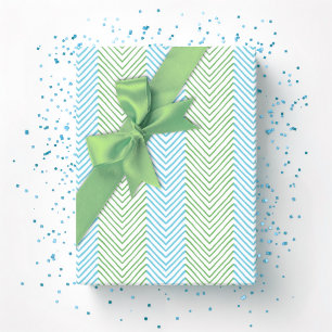 Zeta-Chevron-Streifen in Grün und Türkis Geschenkpapier