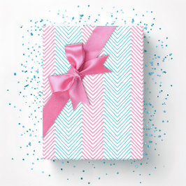Zeta Chevron Stripe in Pink and Aqua Geschenkpapier