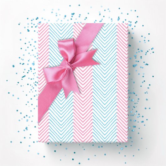Zeta Chevron Stripe in Pink and Aqua Geschenkpapier